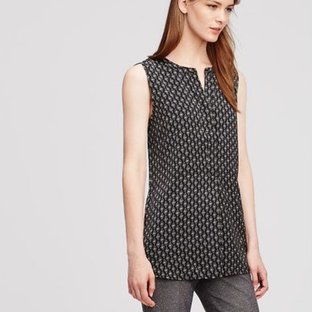 Ann Taylor Diamond Foulard Sleeveless Tunic